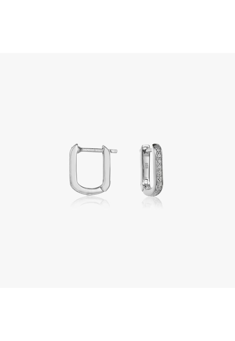 Сребърни обеци U Hoops - Цирконий