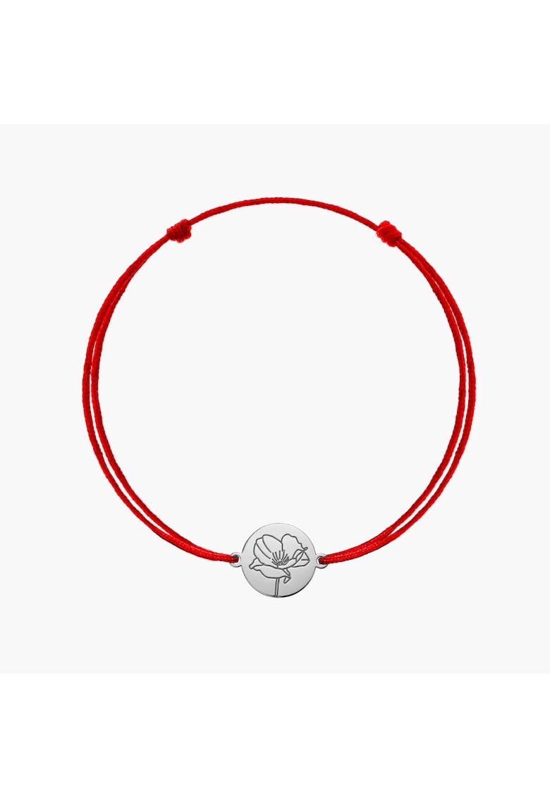 Bratara snur din aur alb Birth Flower - August Poppy