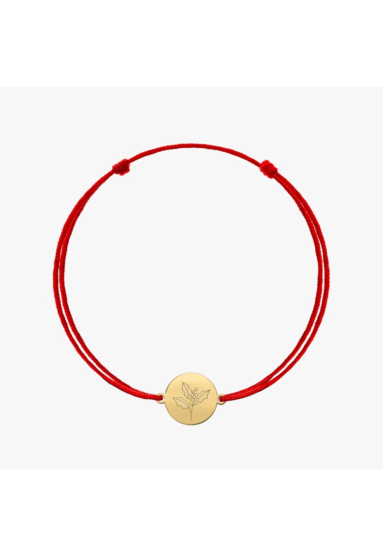 Bratara snur din argint Golden BirthFlower - December Holly