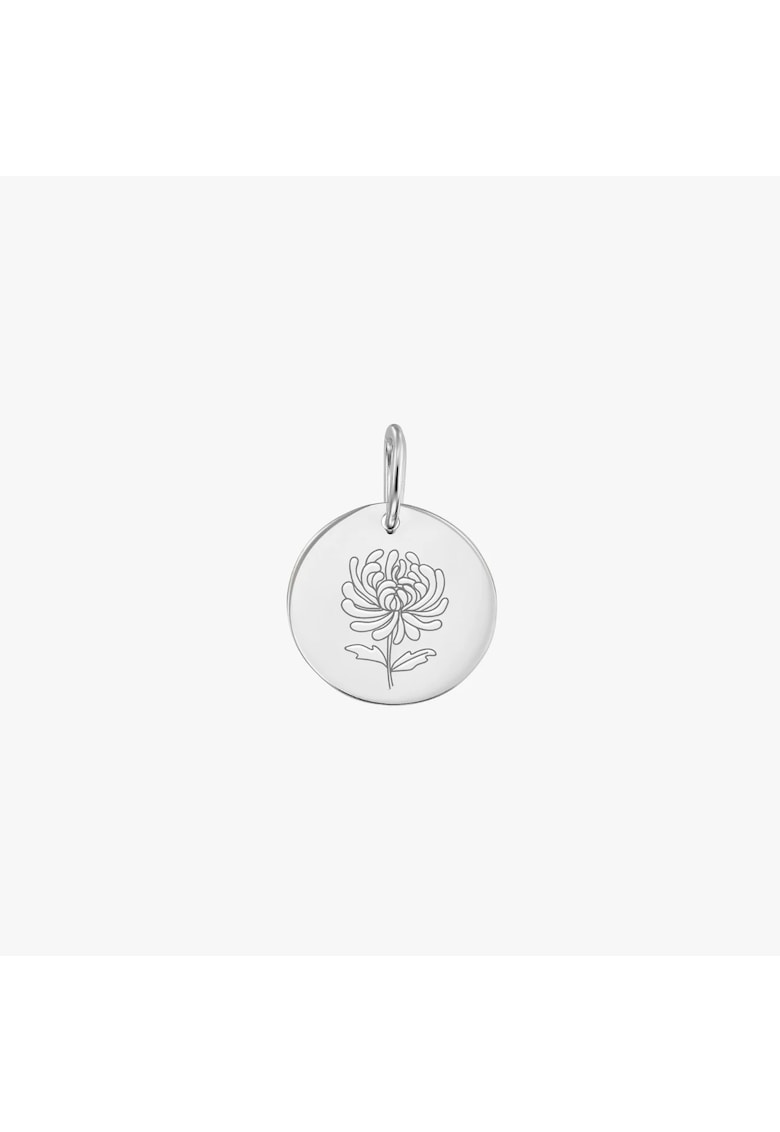 Pandantiv din aur alb Birth Flower - November Chrysanthemum