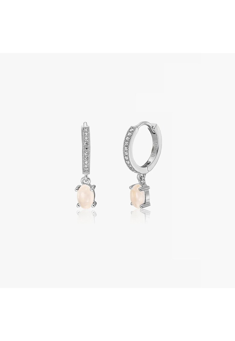 Cercei din Argint Gem Huggies - Cuart Roz