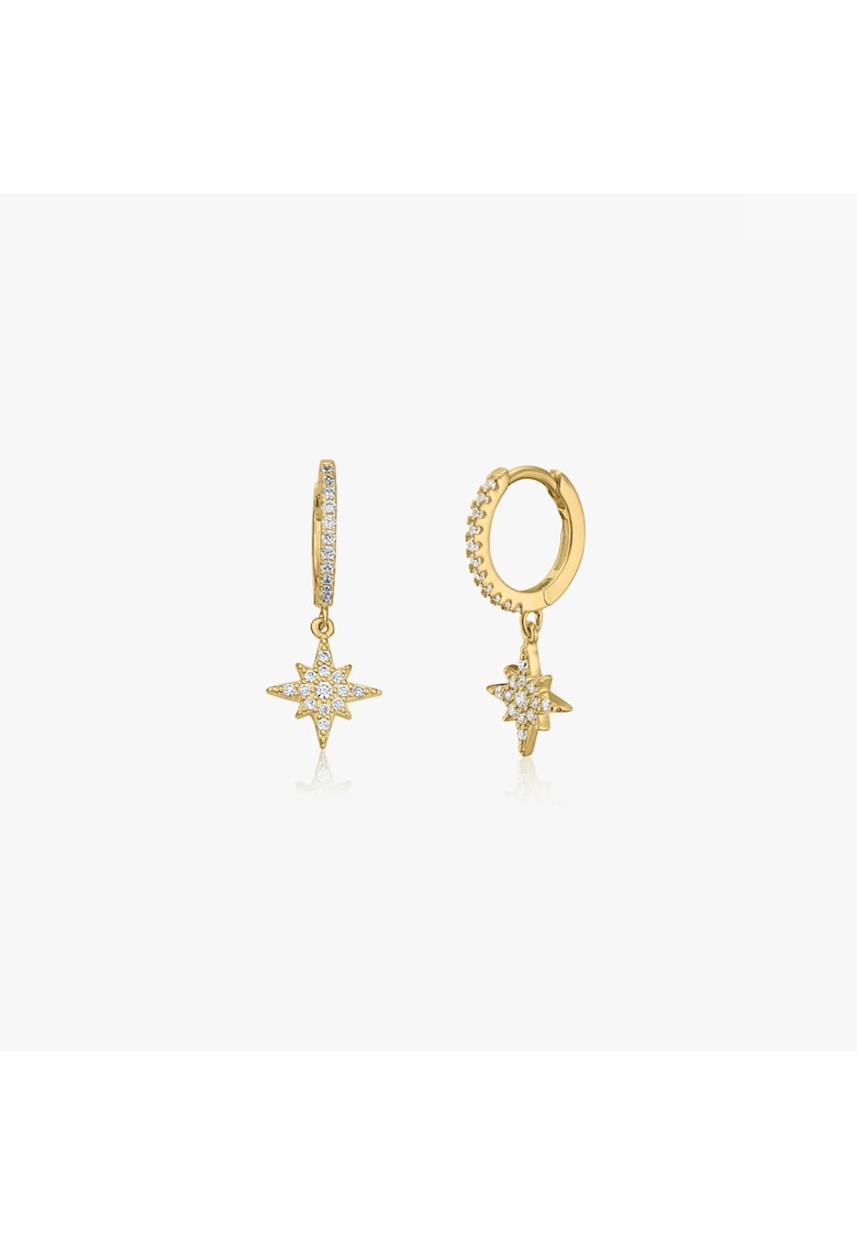 Cercei din argint Golden North Star - Zirconiu