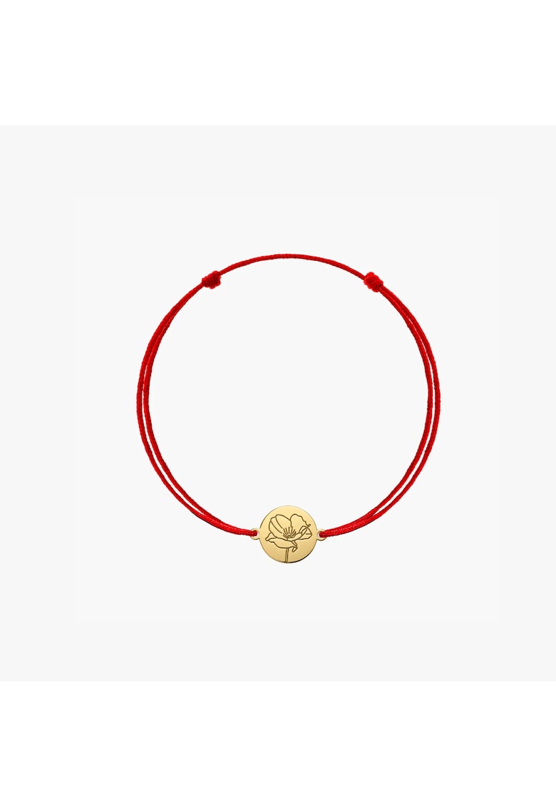 Bratara snur pentru copii din aur Birth Flower - August Poppy