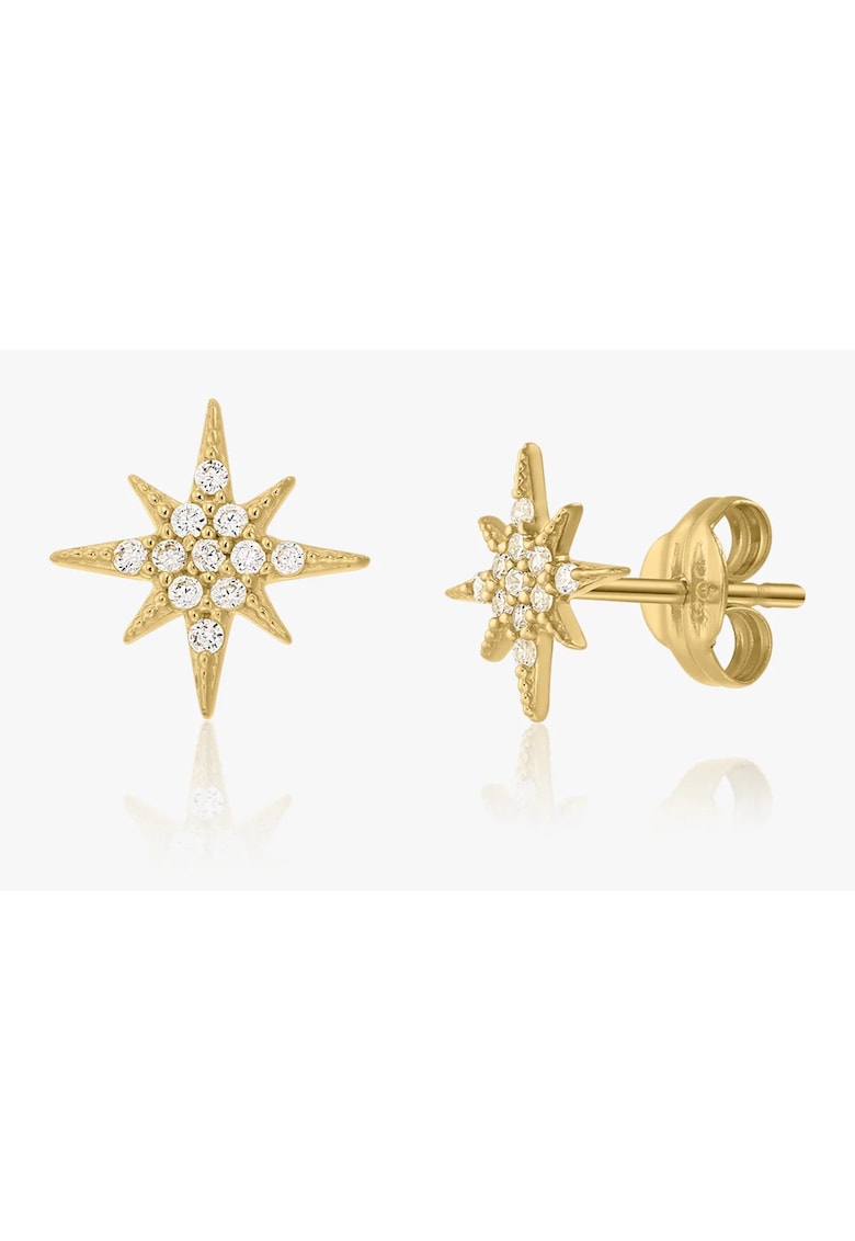 Cercei din aur Morningstar - Zirconiu