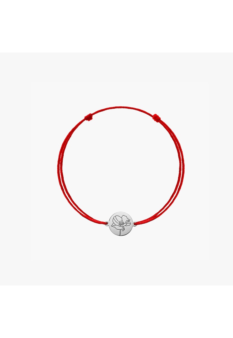 Bratara snur pentru copii din aur alb Birth Flower - August Poppy