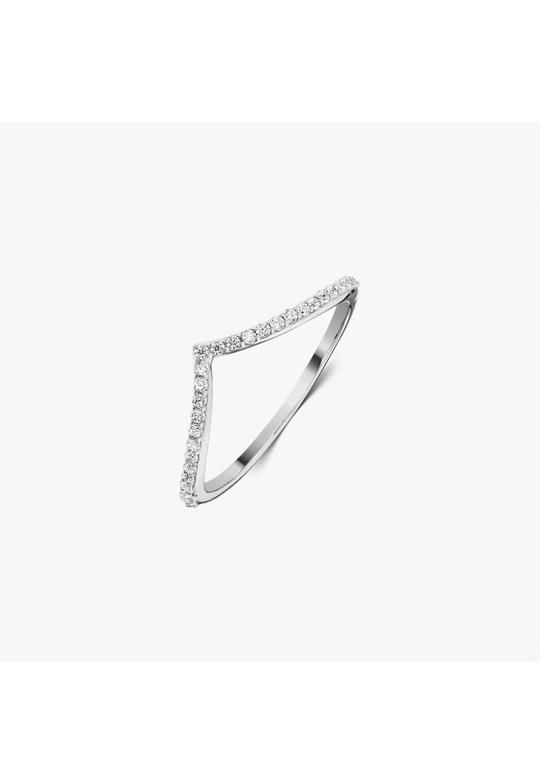 Inel din argint Simple V - Zirconiu