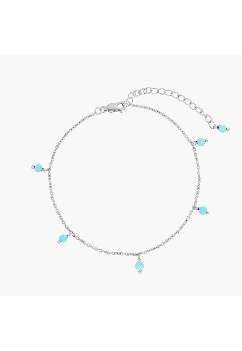 Bratara de picior din argint Gem Droplet - Turcoaz