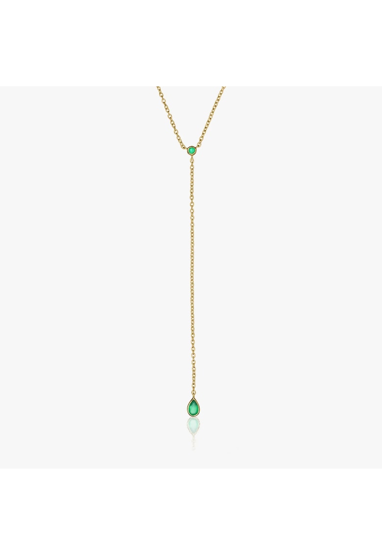 Colier din argint Golden Lariat - Onix Verde