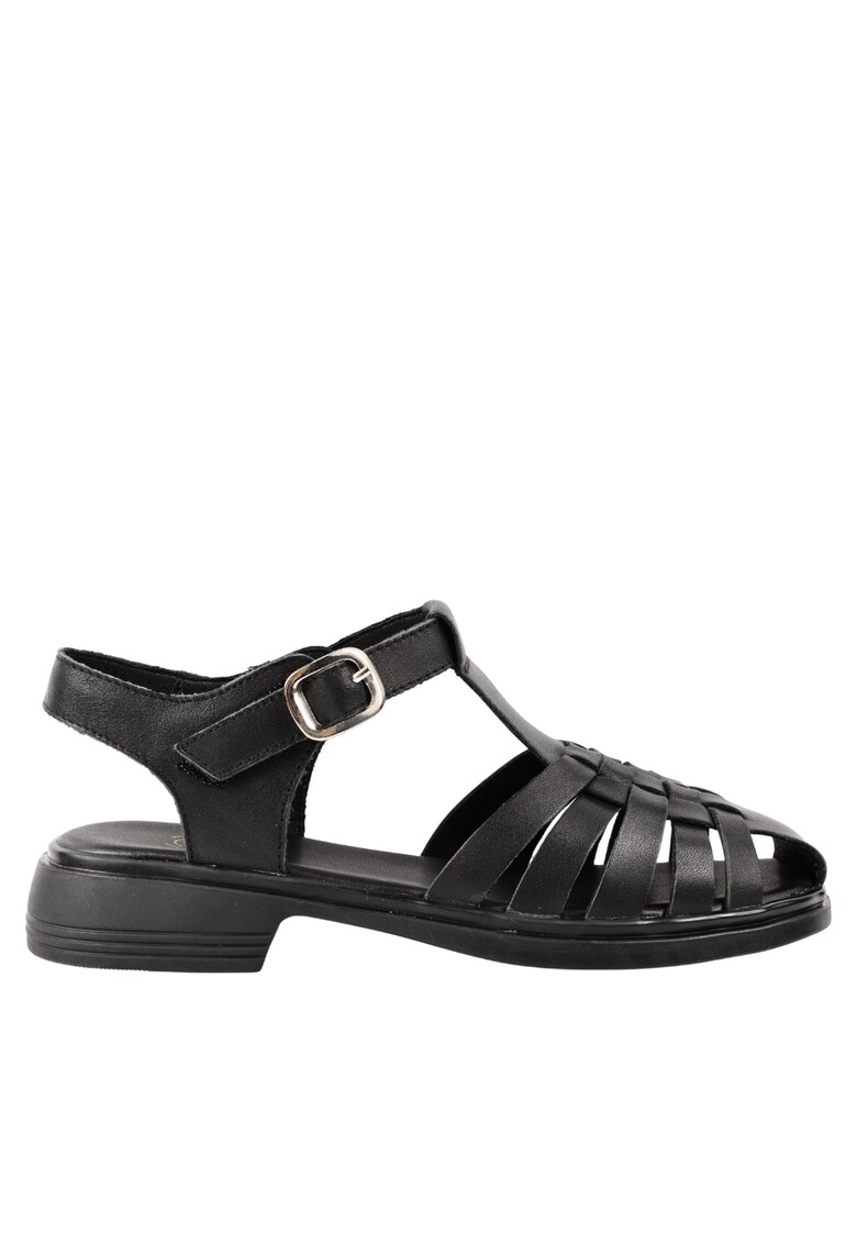 Sandale casual - dama -  5250 negru - piele naturala - toc