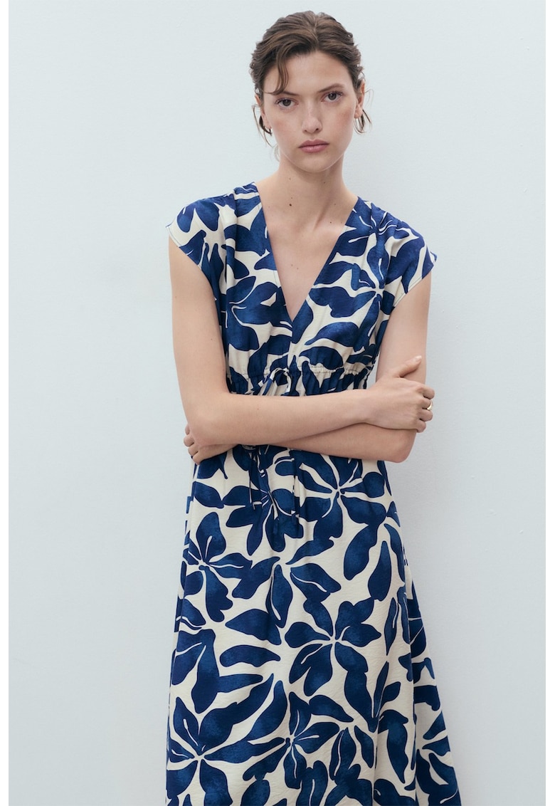 Rochie midi cu croiala in A si decolteu in V