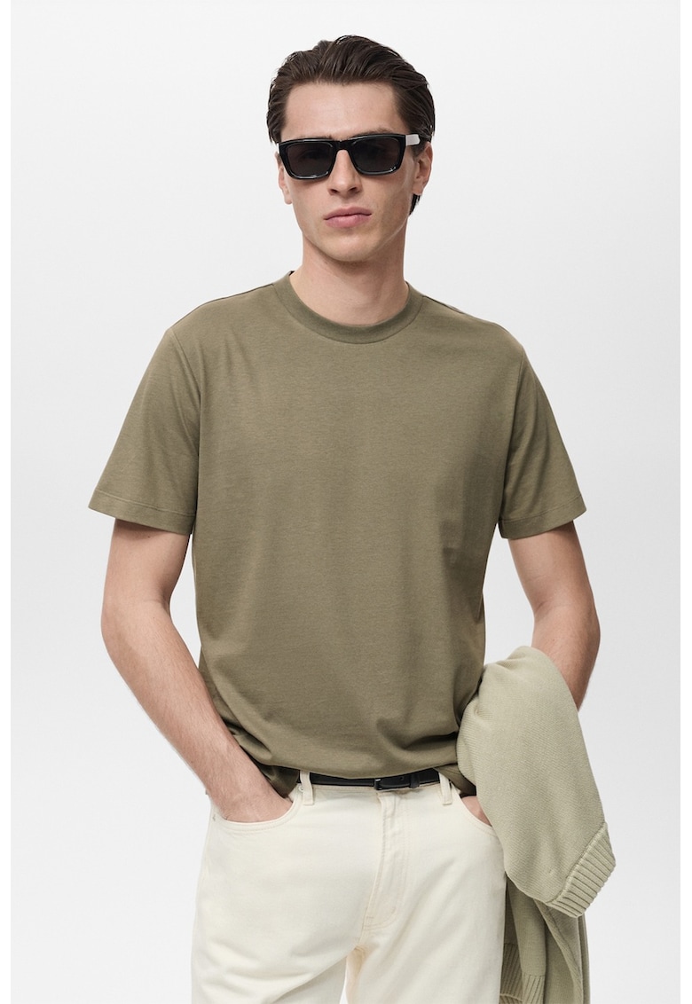 Tricou slim fit de bumbac - Kaki