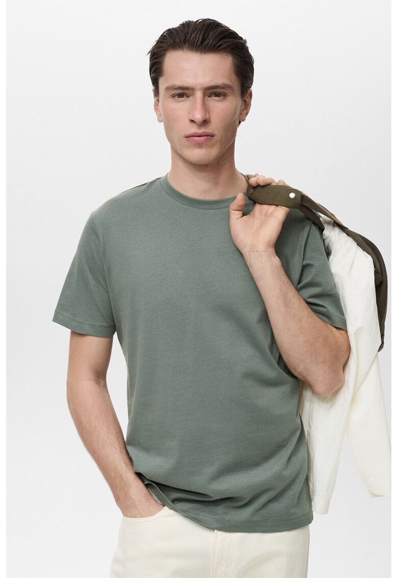Tricou slim fit de bumbac - Verde feriga