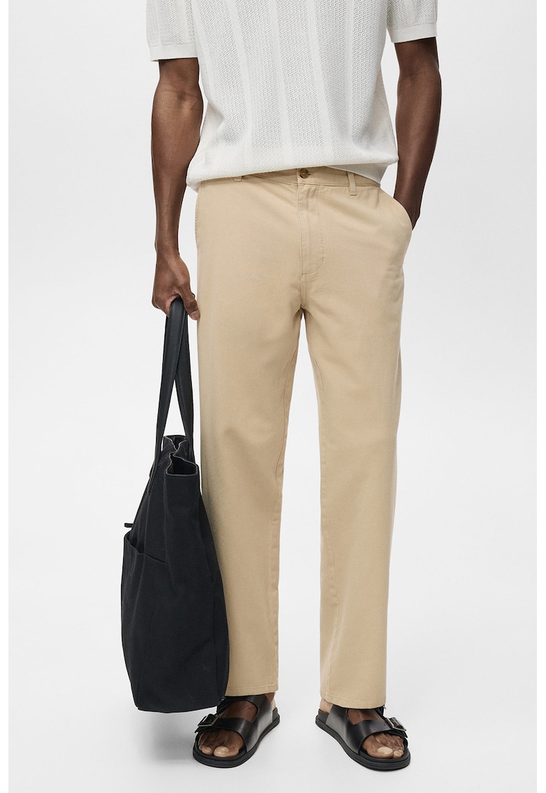 Blugi drepti din amestec de in - Bej