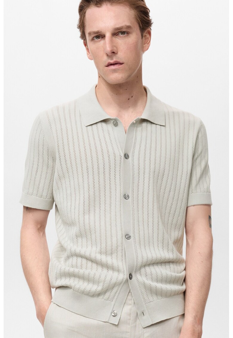 Camasa polo din bumbac - Gri deschis