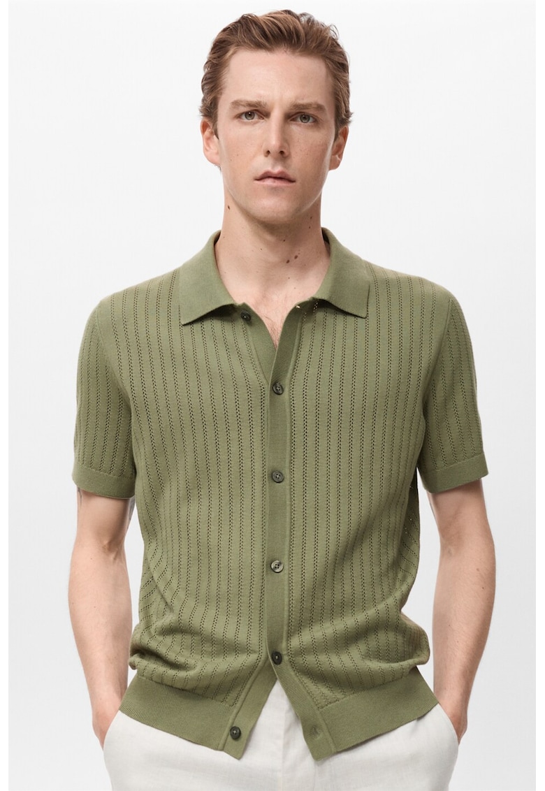 Camasa polo din bumbac - Kaki pal