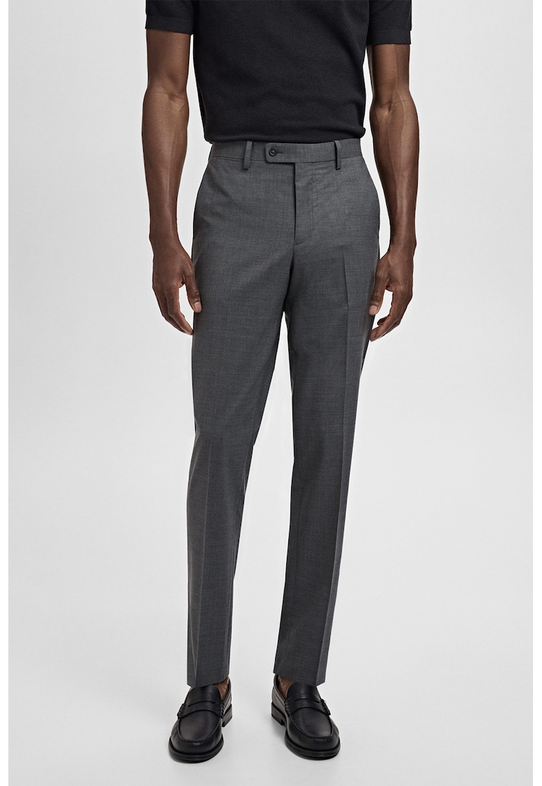 Pantaloni eleganti slim-fit din lana virgina