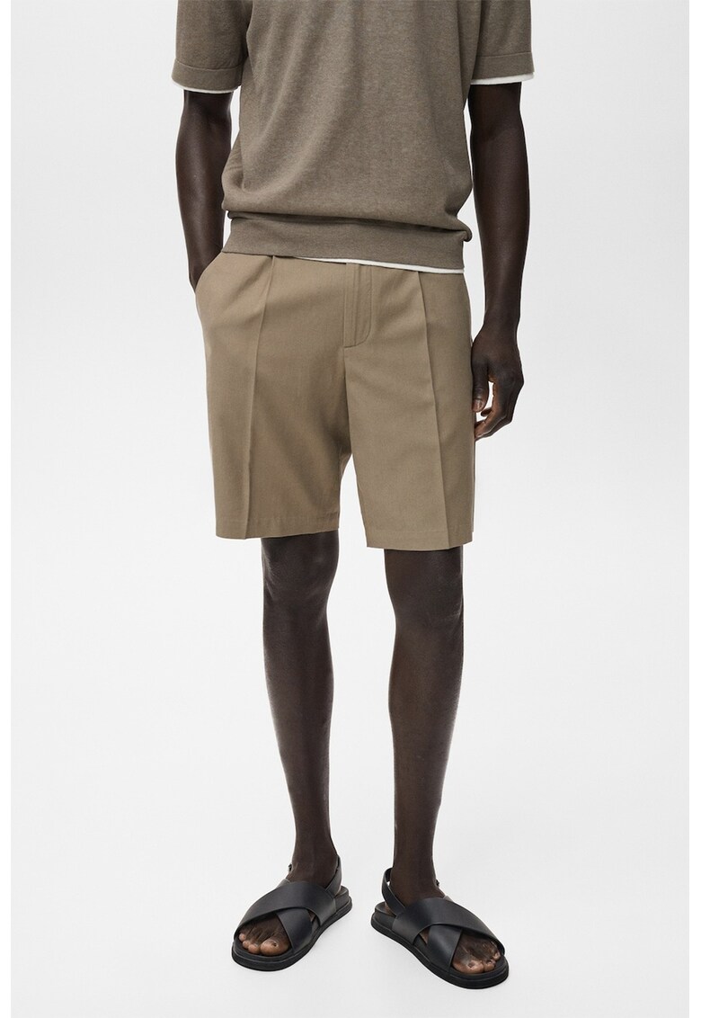 Bermude din amestec de lyocell - Maro taupe