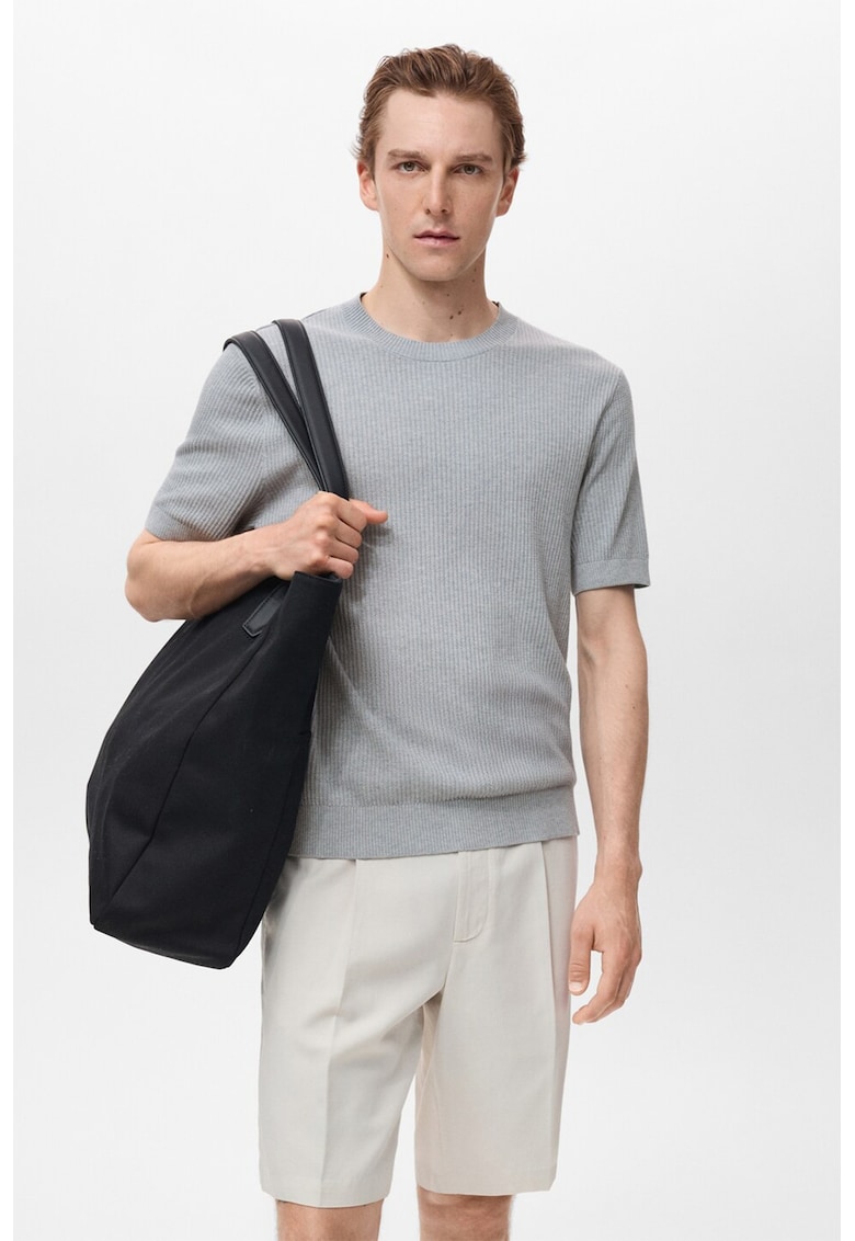 Tricou din amestec de in - Gri deschis