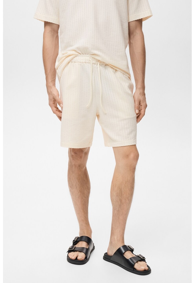 Pantaloni scurti cu model texturat si snur