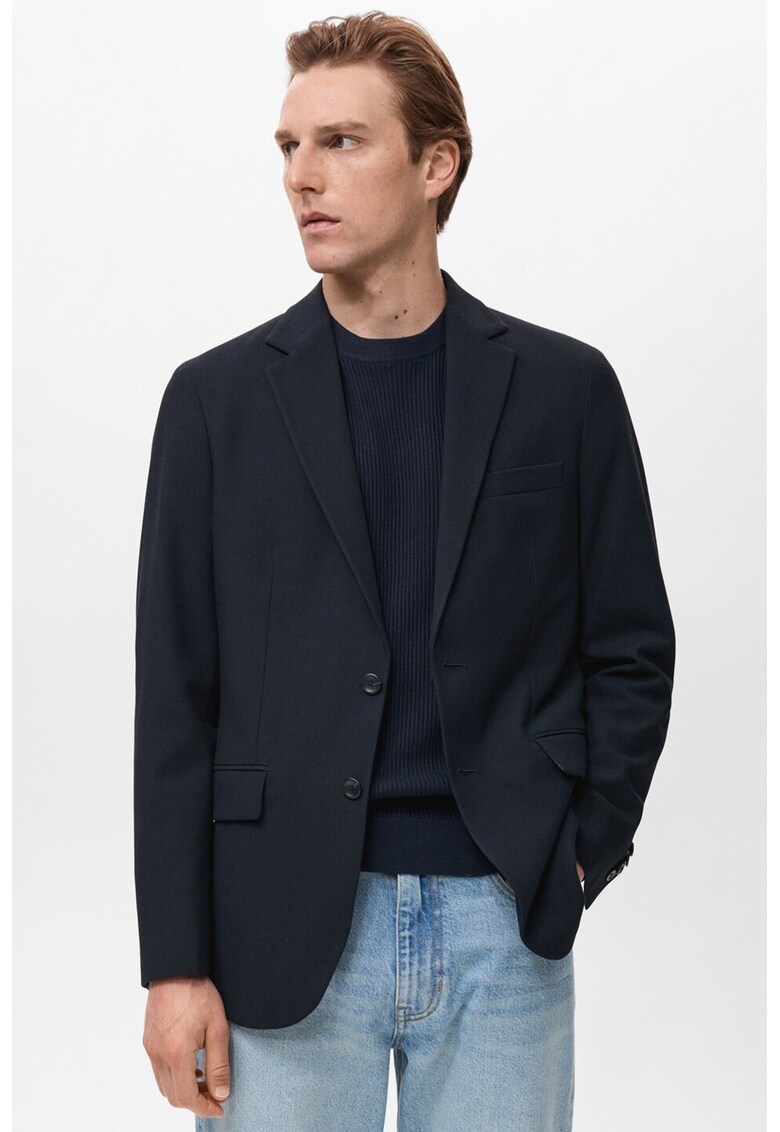 Sacou slim-fit cu model uni - Bleumarin