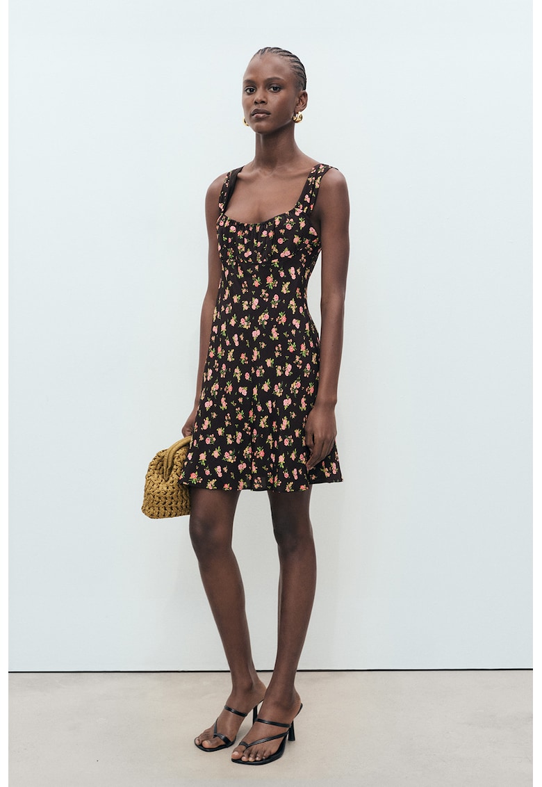 Rochie fara maneci cu model floral