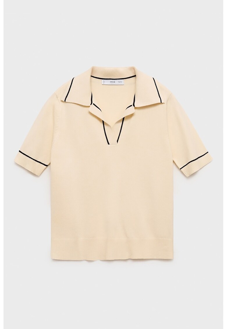 Tricou polo cu detalii contrastante - Bej deschis