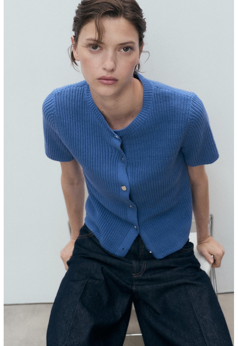 Cardigan cu maneci scurte - Albastru petrol