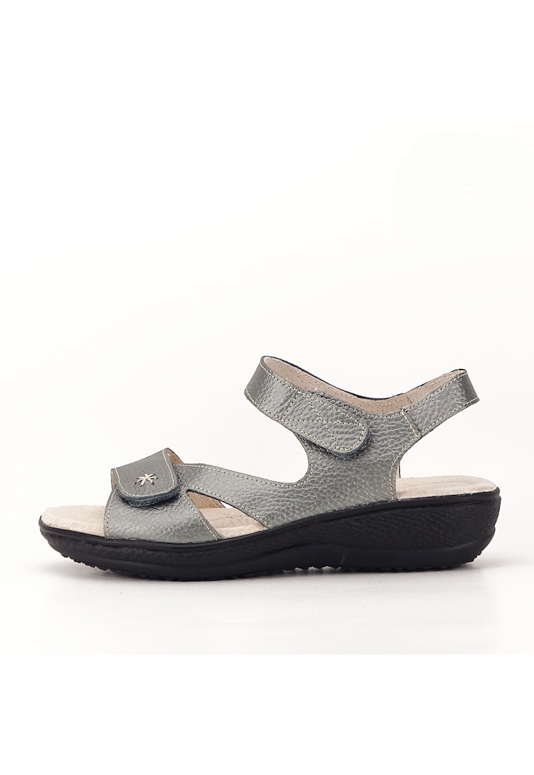 Sandale gri metalizat din piele naturala Sara 129 5526