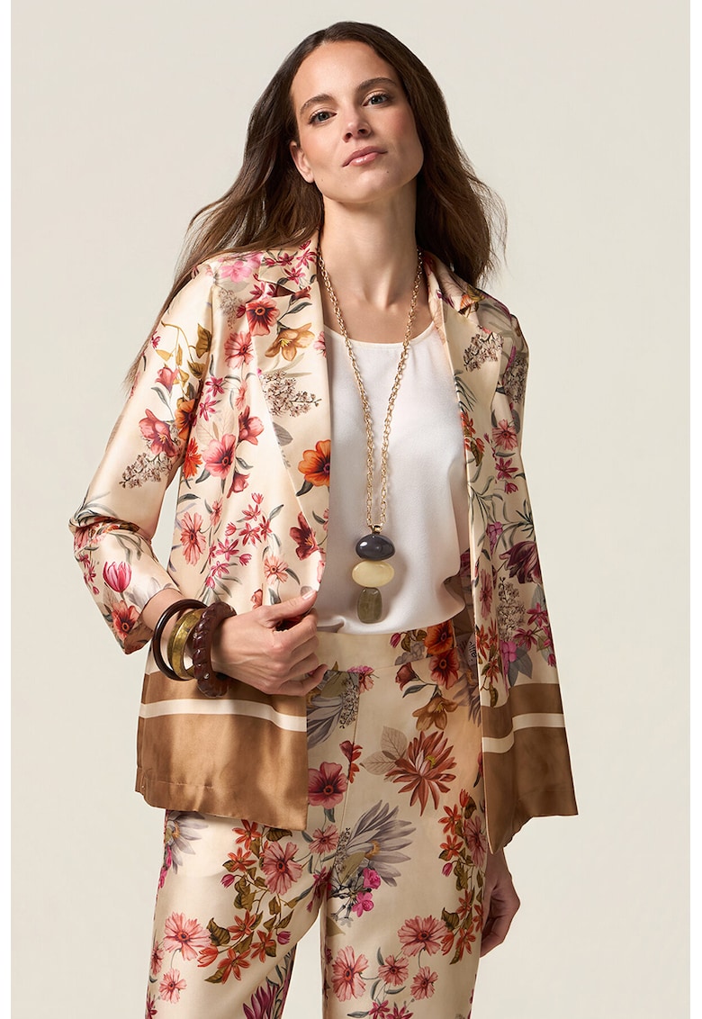 Sacou cu aspect de satin si model floral