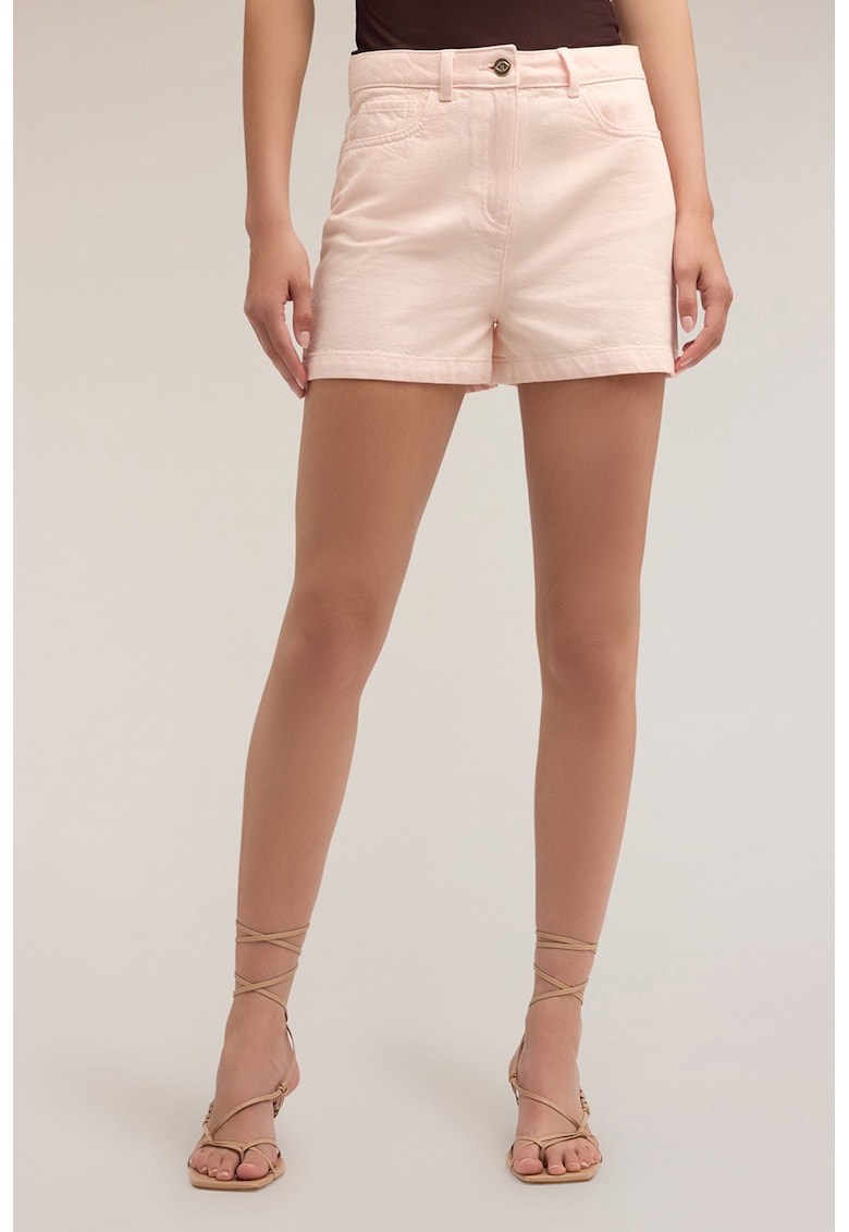 Blugi scurti uni cu talie inalta - Piersica
