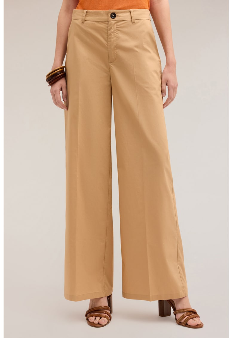 Pantaloni ampli cu talie inalta - Maro camel