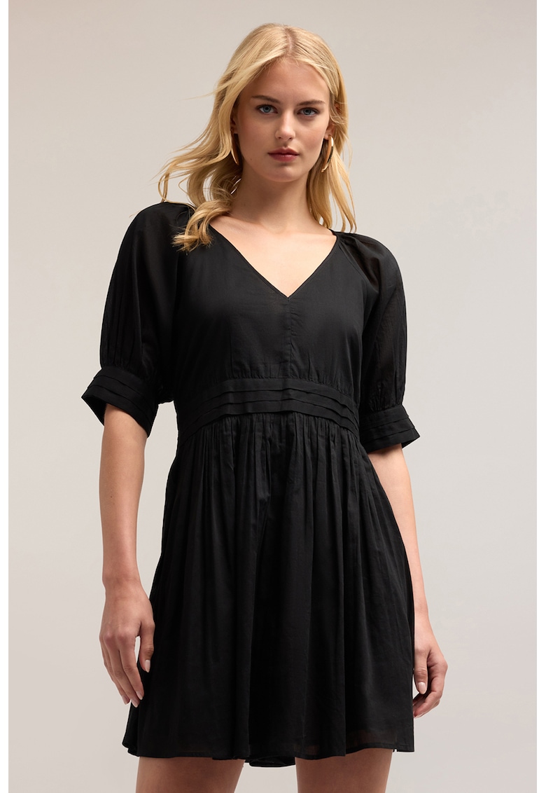 Rochie cu maneci scurte si decolteu in V - Negru