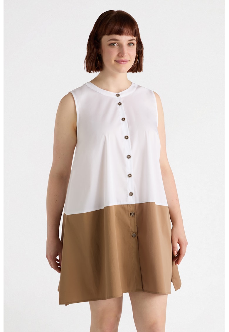 Rochie scurta lejera - Alb/Maro