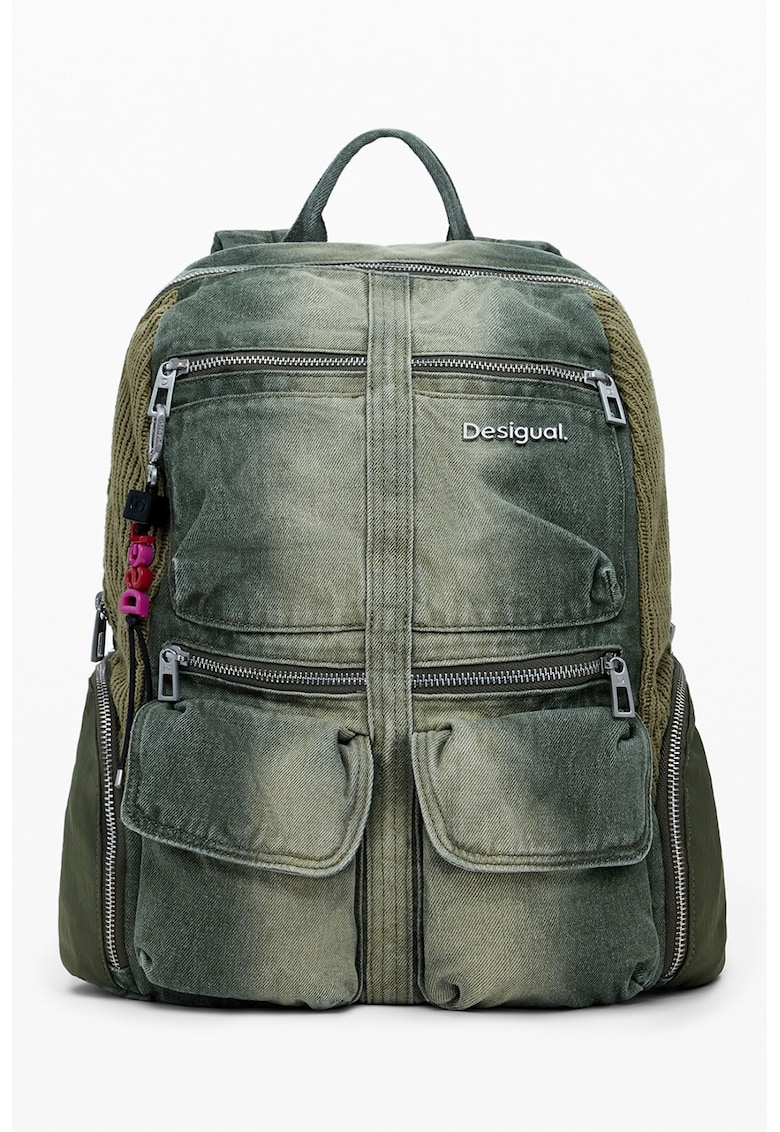 Rucsac din denim cu detaliu logo