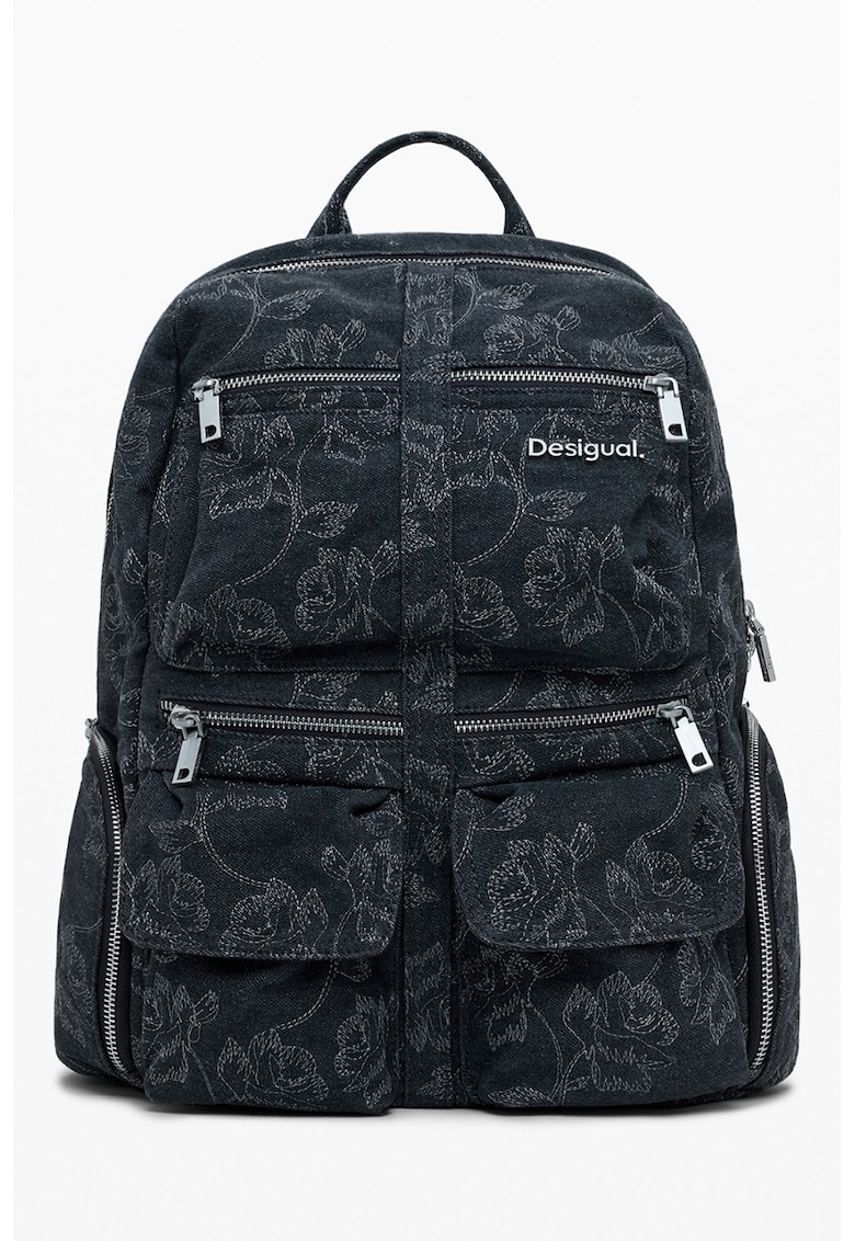 Rucsac din denim cu detaliu logo - Alb/Negru stins