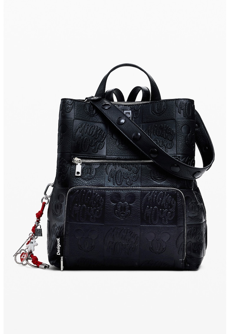 Rucsac din piele ecologica cu detalii cu Mickey Mouse - Negru