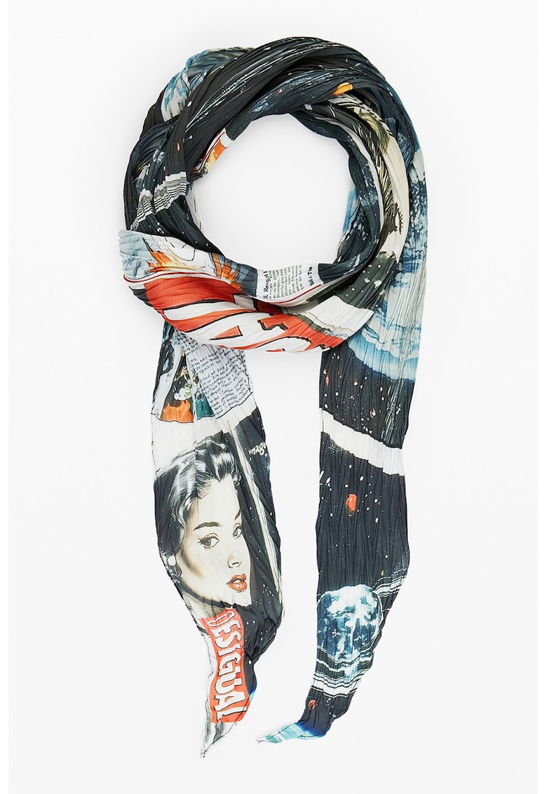 Esarfa in forma de romb cu imprimeu logo