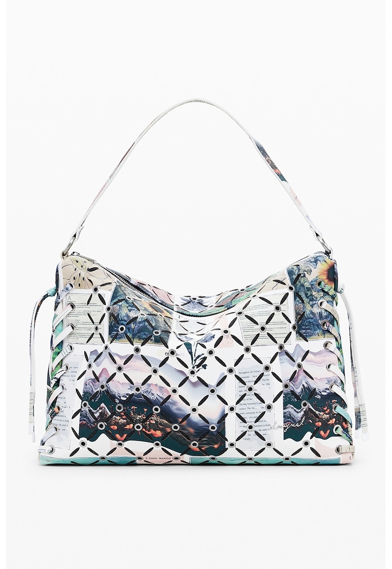 Geanta cu bareta de umar - model si anouri metalice - Multicolor