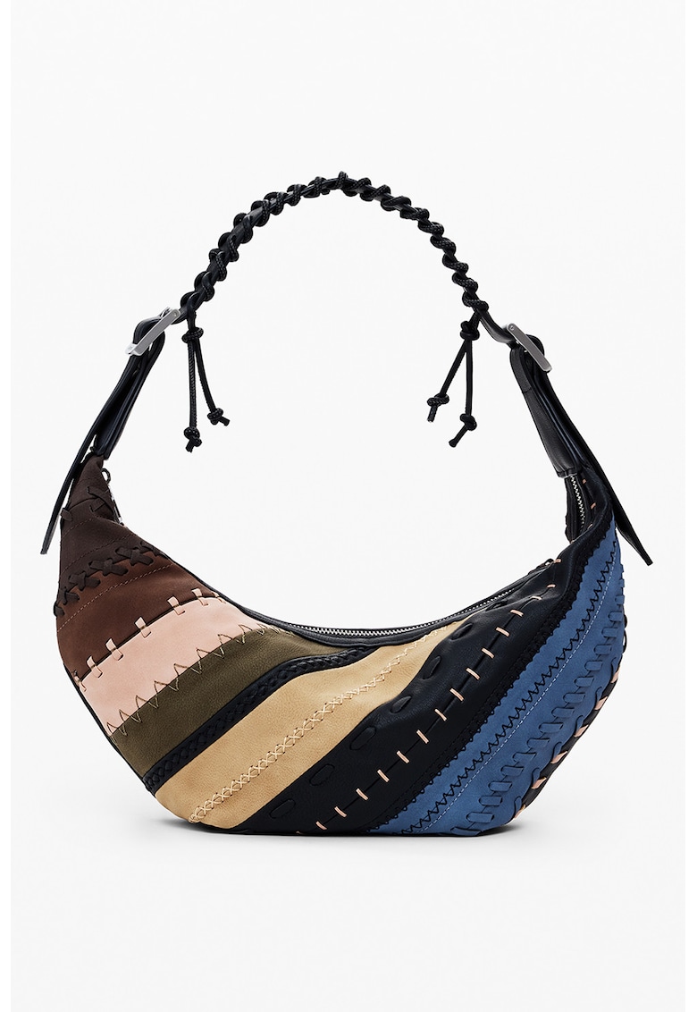 Geanta de umar cu aplicatii - Maro/Albastru