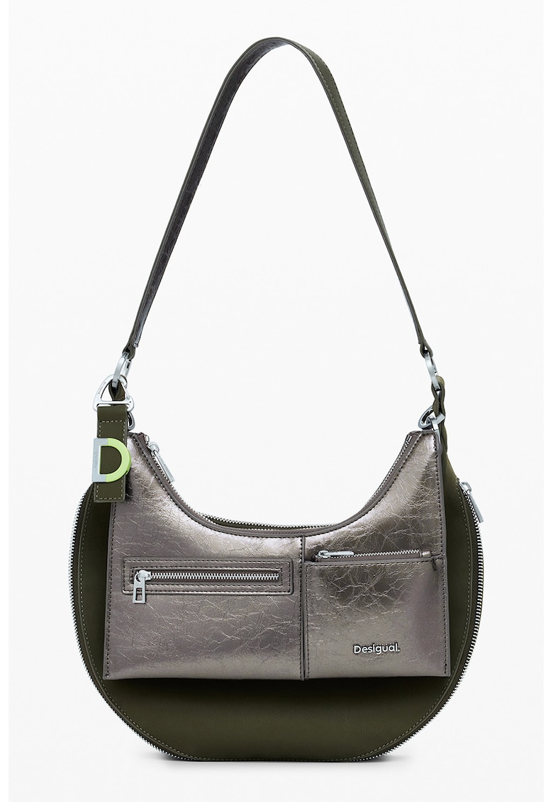 Geanta de piele ecologica cu bareta de umar - Verde inchis