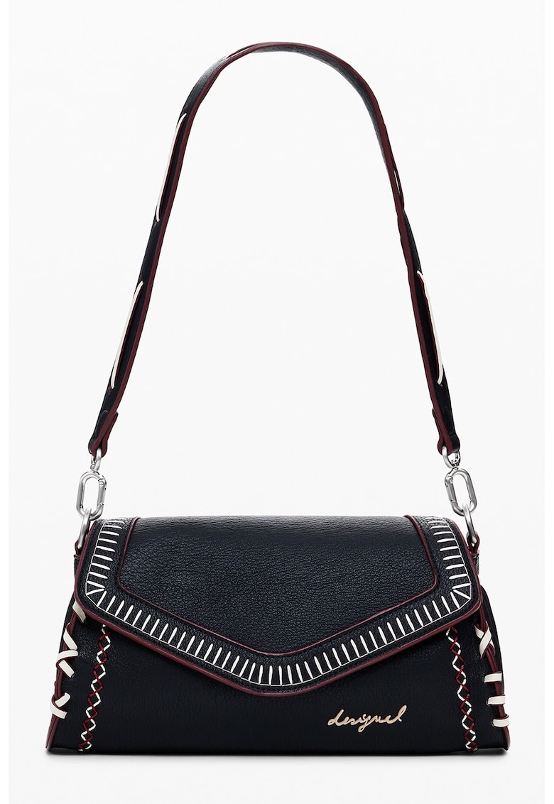 Geanta din piele ecologica cu bareta de umar si clapa