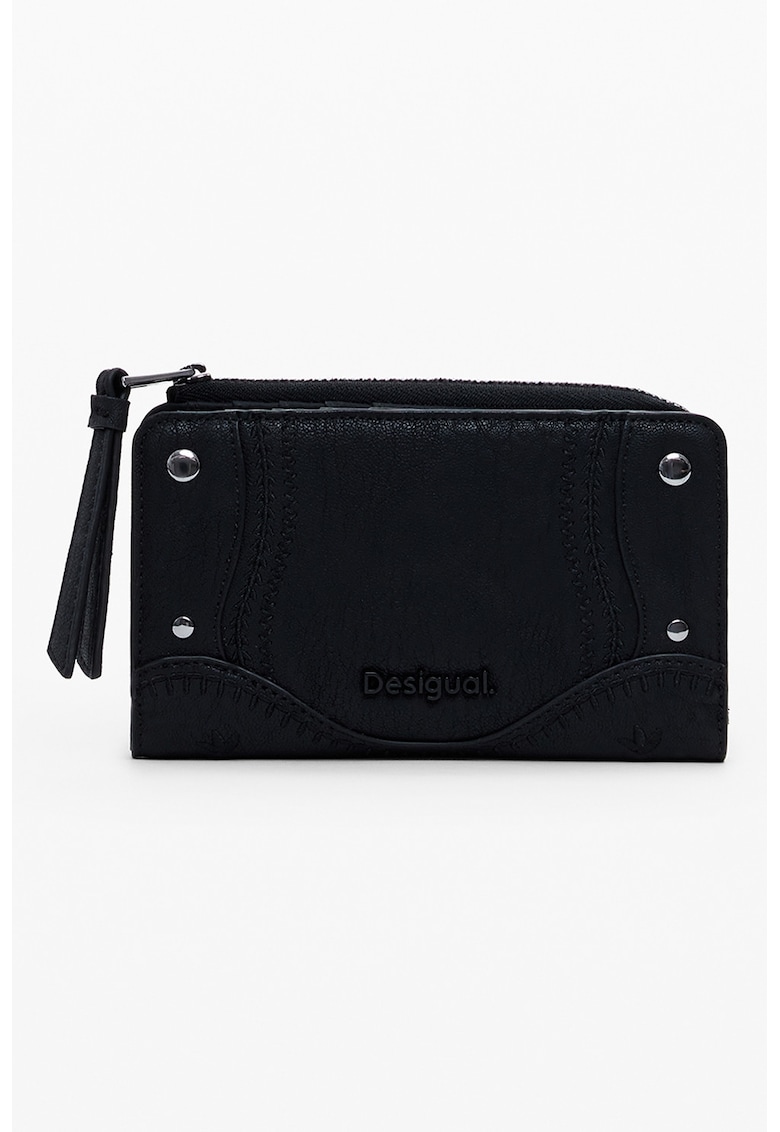 Portofel din piele ecologica cu fermoar - Negru