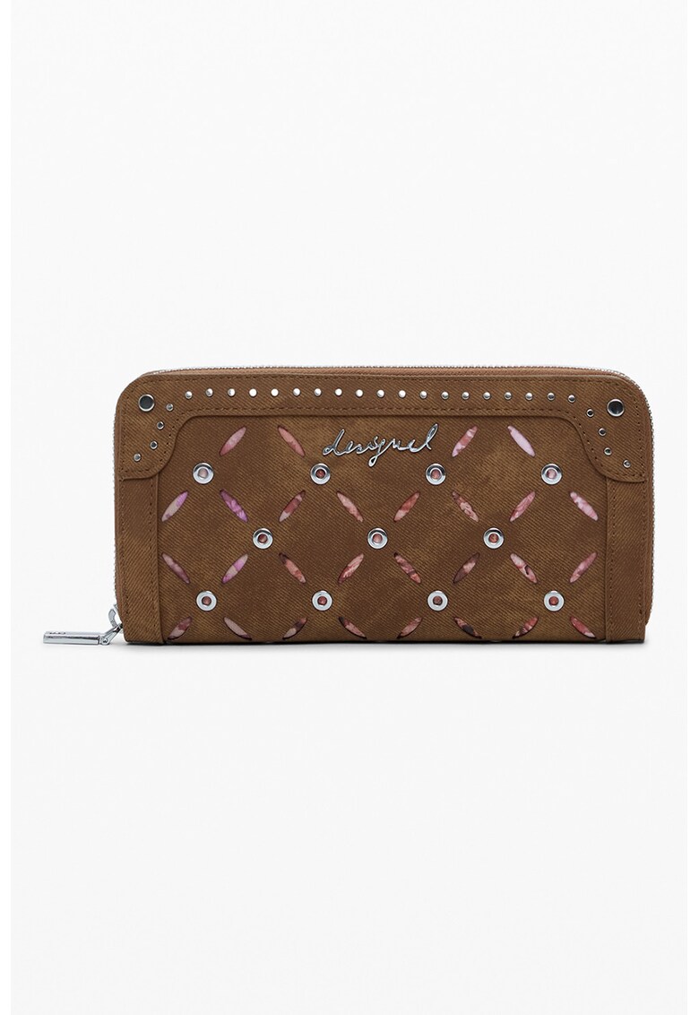 Portofel din piele intoarsa sintetica - Maro camel