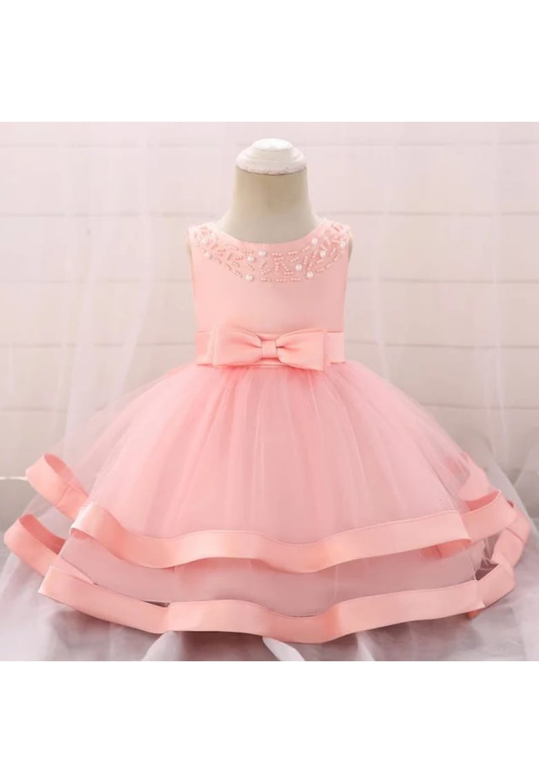Rochie De Ocazie - Cu Perlute - Fara maneca - Roz - Roz