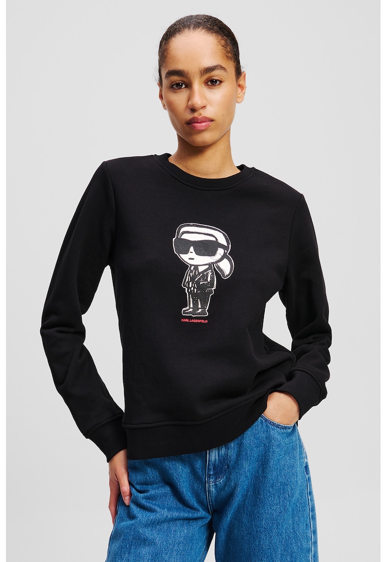 Bluza de trening din bumbac organic cu immprimeu logo - Negru