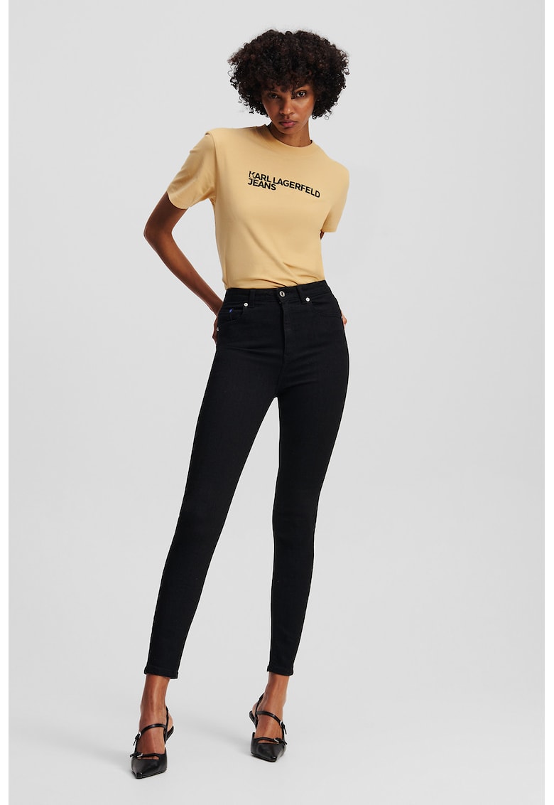 Blugi skinny crop cu talie inalta