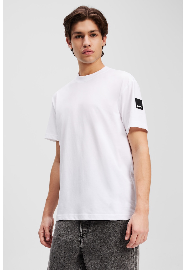 Tricou din bumbac organic cu maneci cu aplicatie logo