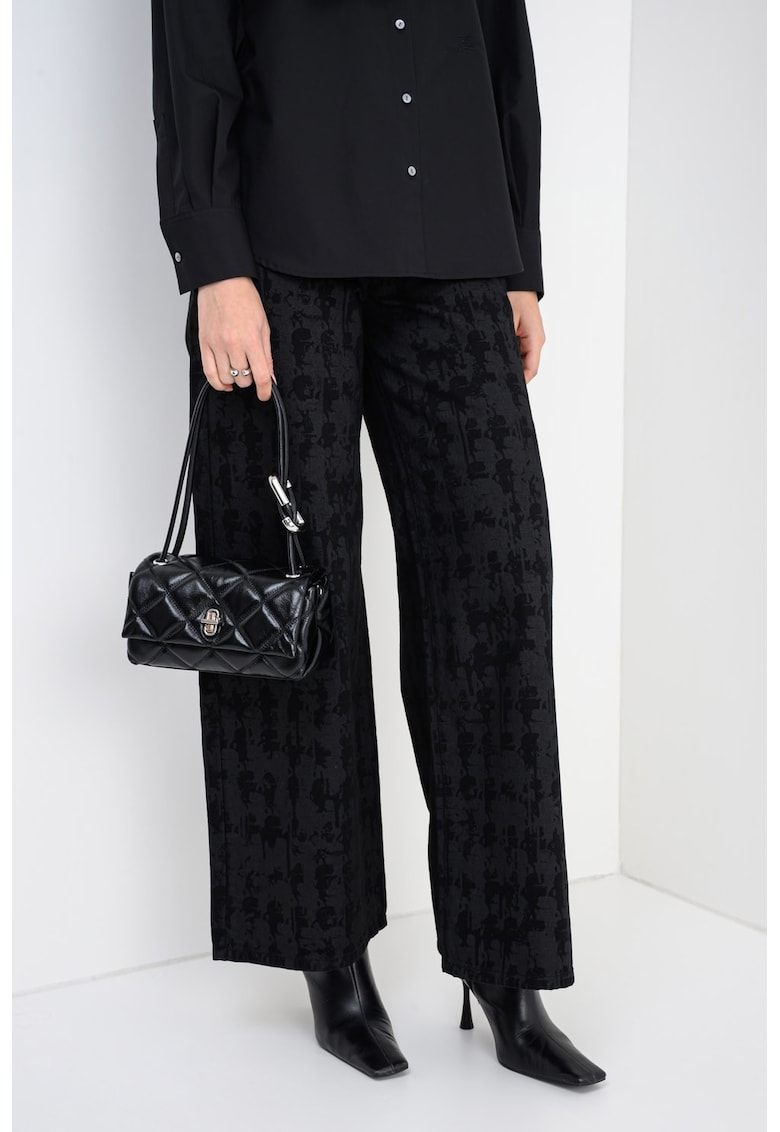 Blugi cu croiala ampla si imprimeu - Negru/Negru stins