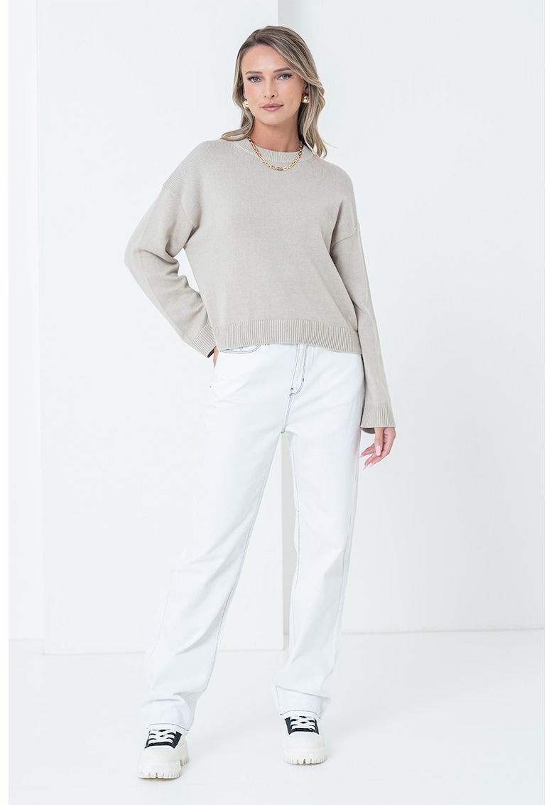 Blugi drepti din bumbac organic cu cusatura contrastanta