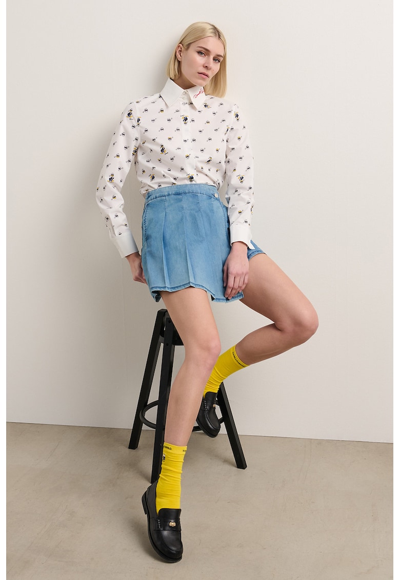 Fusta-pantalon din denim cu buzunare